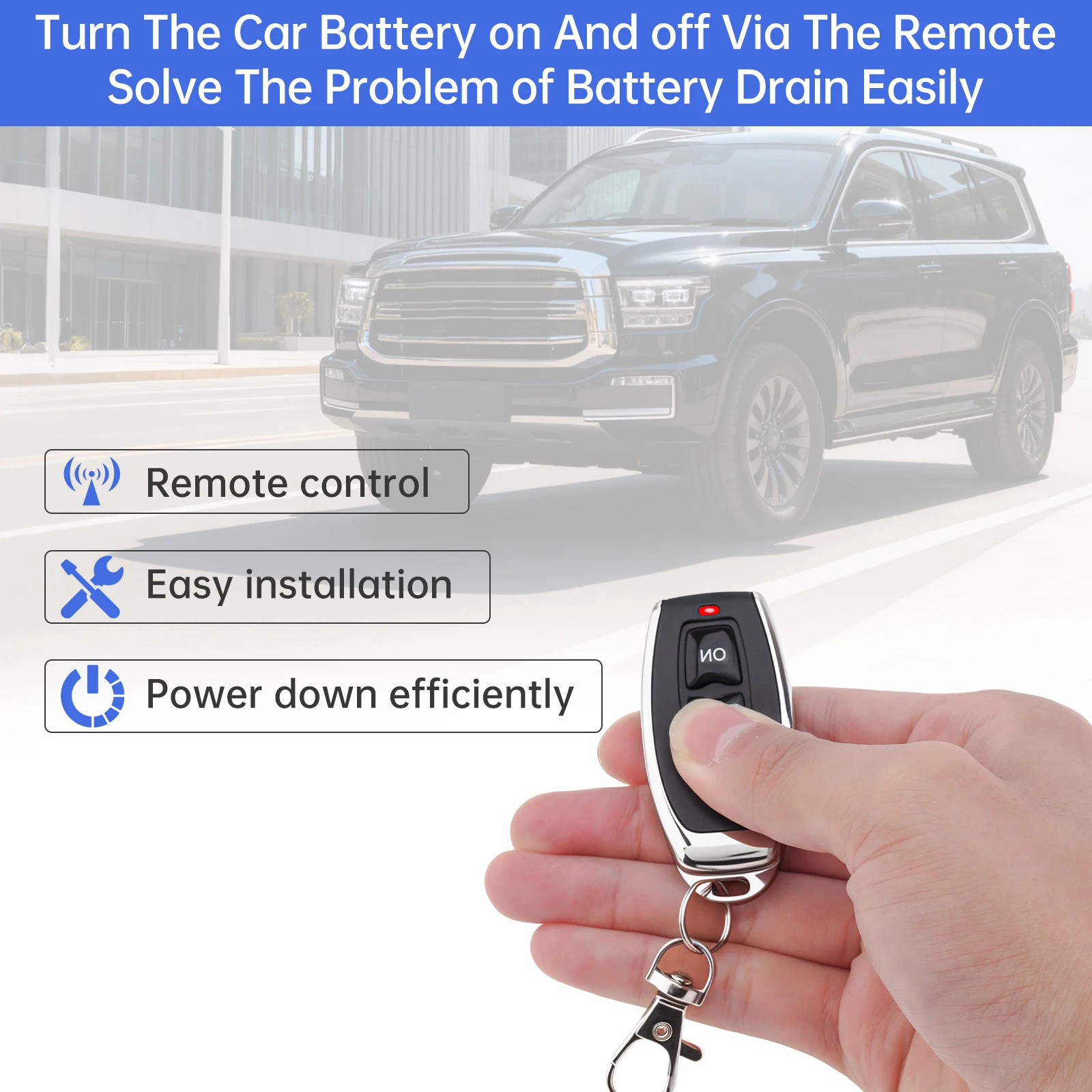 12V Upgrade Prevent Battery Drain Remote Battery Disconnect Switch for Car Truck 250A Instant Start Current Battery Kill Switch