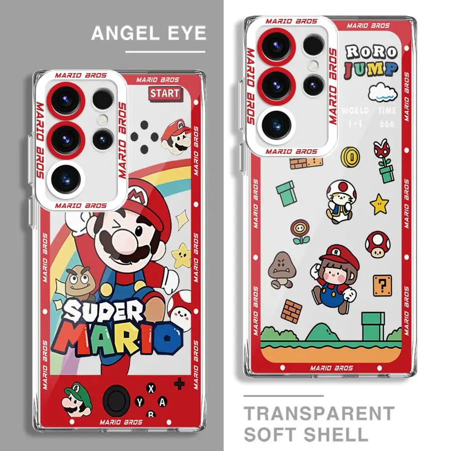 Super M-Marios Bros Game Phone Case for Samsung Galaxy S24 Ultra S20 FE S21 S22 Plus S23 Ultra 5G S23 FE Note 20 Ultra Clear