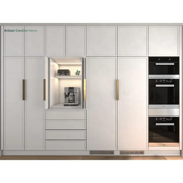 

'Artisan Original Customized Australia High End White Kitchen Cabinets Modern Design Fluted Door Design With Pocket Door System