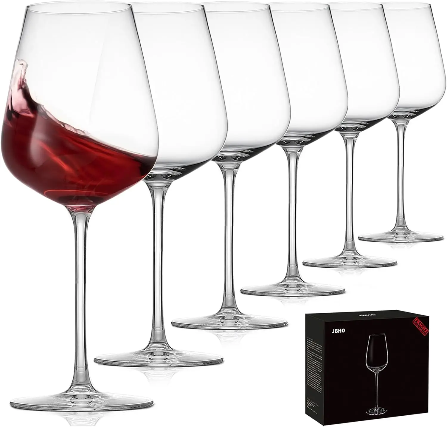 

Hand Blown Bordeaux Wine Glasses - Set of 6-18 Ounce - Great Gift Packaging - Red Wine Glasses Lead-Free Premium Crystal Cl