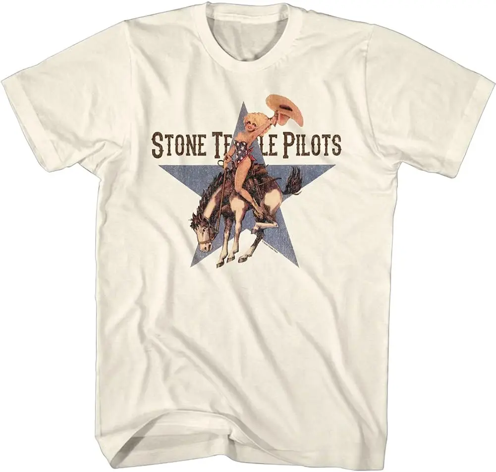 Stone Temple Pilots Rock Band Riding Branco Adult Short Sleeve T-Shirt Graphic Tee