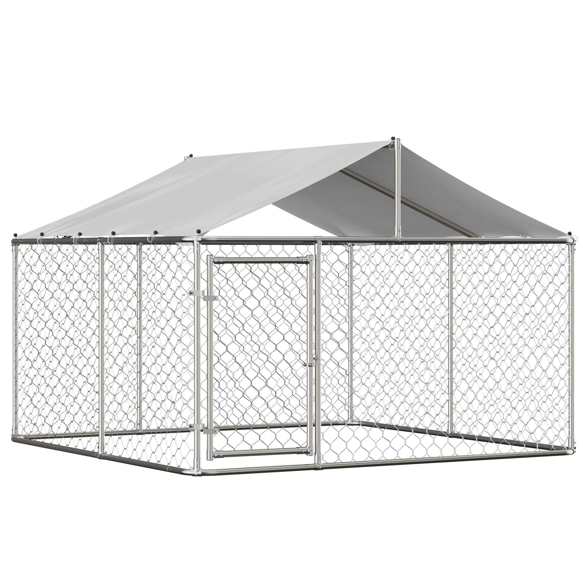 7.5x7.5 ft Heavy Duty Galvanized Steel Outdoor Dog Kennel Waterproof UV Cover Lockable Gate Pet Playpen Enclosure