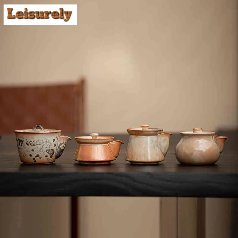 Zhiye Wood-fired Porcelain Handheld Teapot Aesthetic Tea Infuser Pot Tea Brewing Kettle With Strainer Teaset Supplies Ornaments