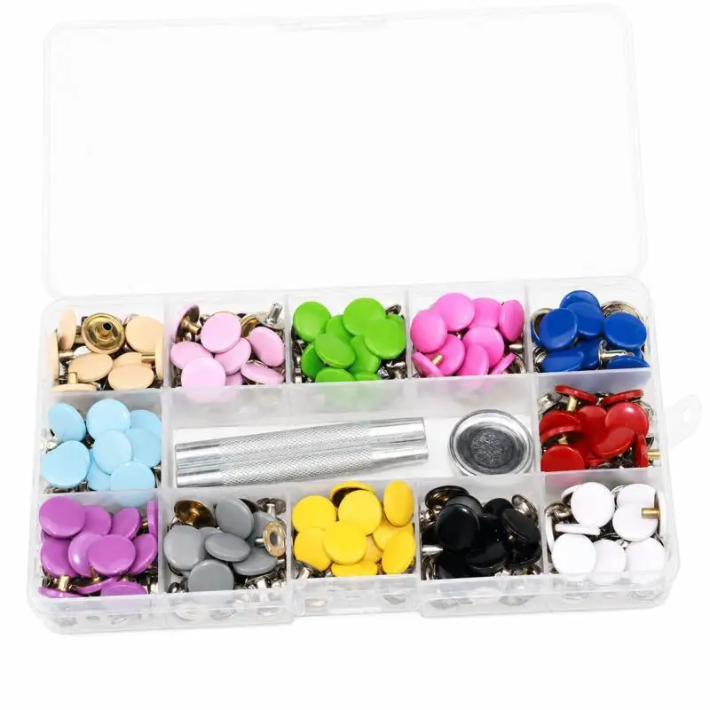 125-teiliges 12,5mm Druckknopf-Set Farbig mit Locher für DIY Näharbeiten Befestigungsset – Detail 3