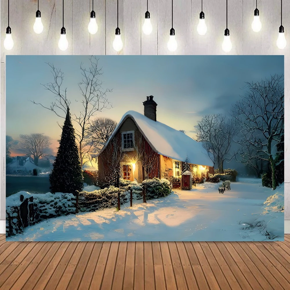 Winter Dreamy Natural Scene Photo Background Pine Forest Snow Mountain Christmas Party Home Decor Photography Backdrops Prop