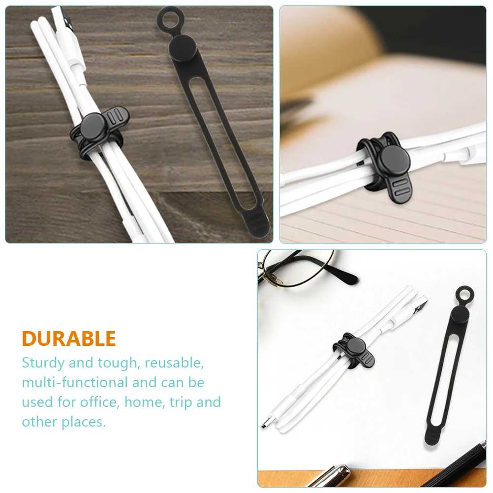 10 Pcs Data Cable Strap Ties Manager Management Cord Line Household Wire Bundlers Silicone Zip Organizer Silica Gel Holder