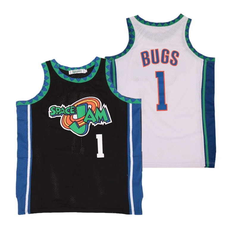 

2024 Basketball jerseys space jam 1BUGS Sewing embroidery Outdoor sportswear Hip hop black Sweat absorption breathable big size