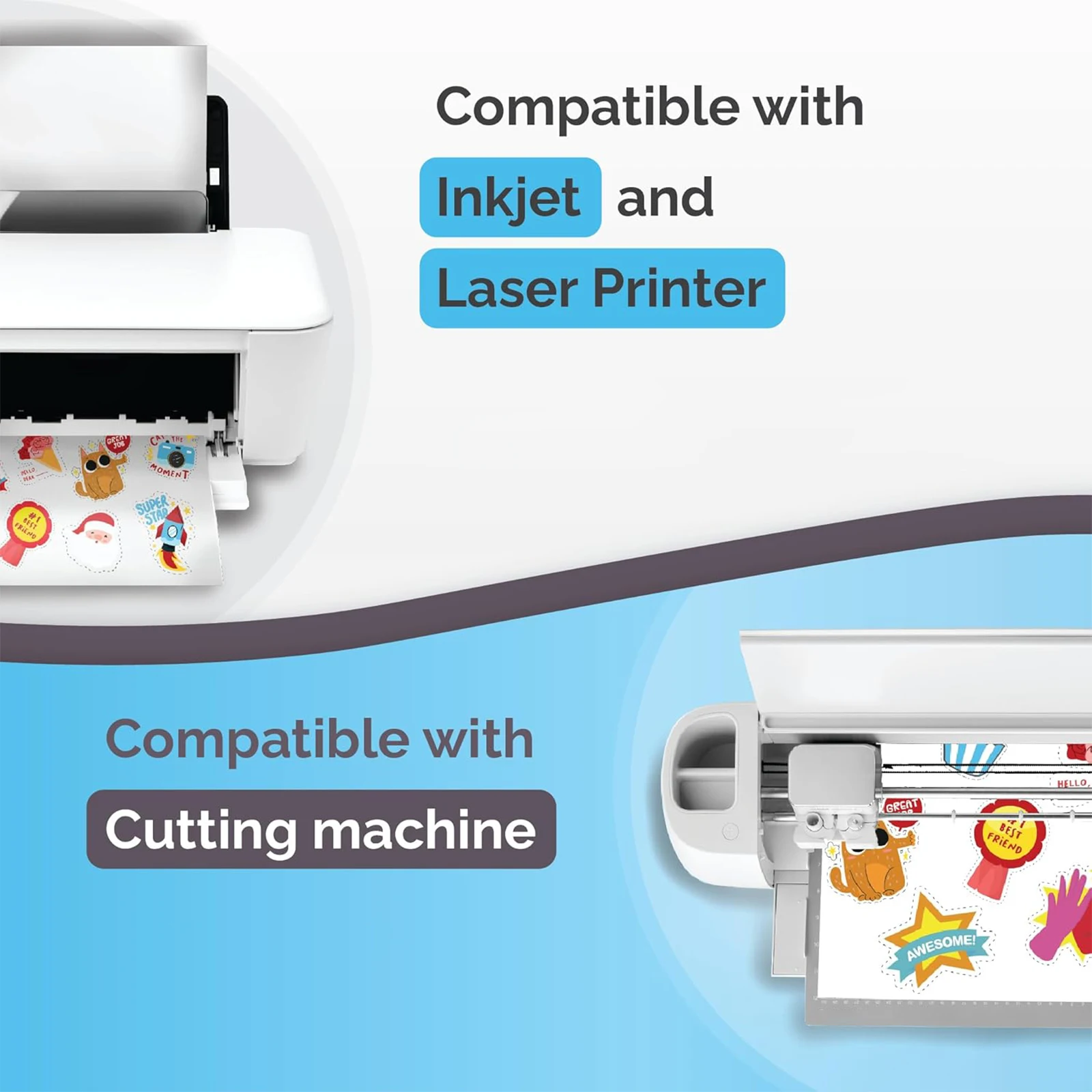 10/20 Pcs A4 Glossy White Vinyl Sticker Paper - Self-Adhesive, Waterproof Inkjet & Laser Printer Compatible, Ideal for DIY Craft