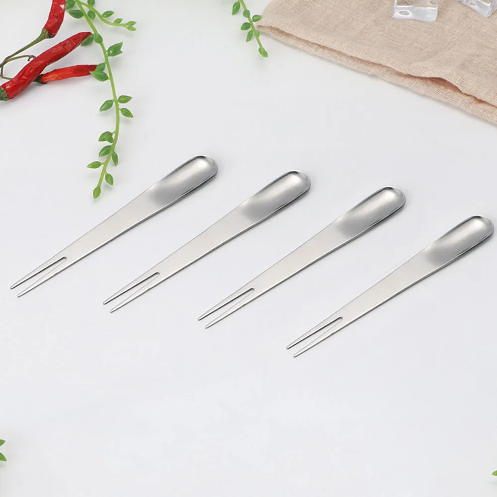 1pc Stainless Steel Fruit Forks Dessert Forks Mini Fork Set Snack Cake Dessert Forks Cafeteria Multifunction Fork Spoon