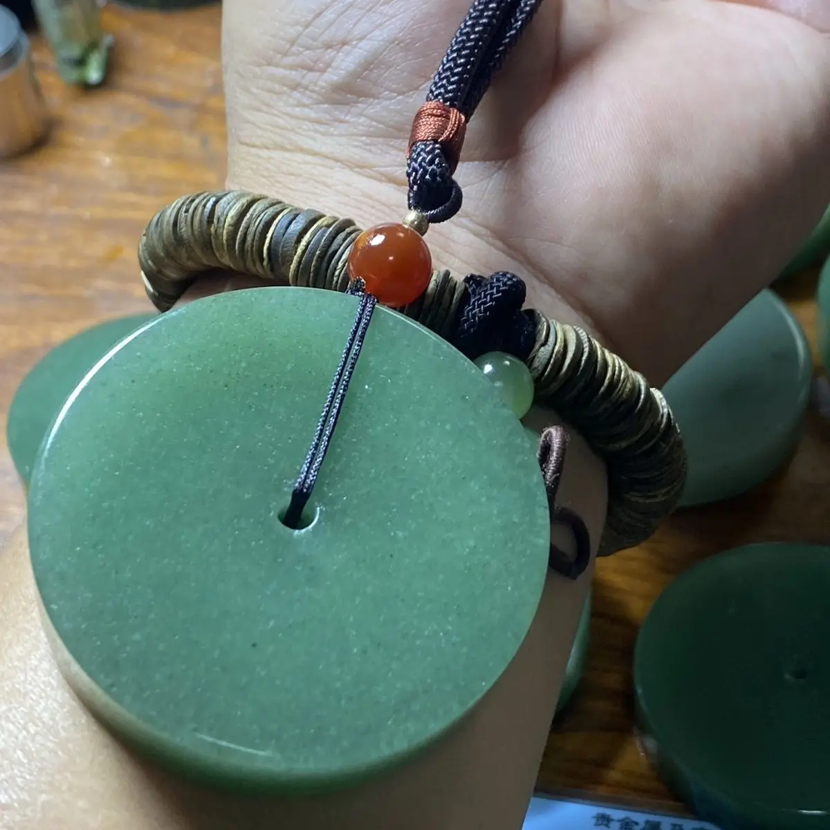 الطبيعية دونغلينغ اليشم سوار القلب السلامة مشبك مقبض قطعة عين القط