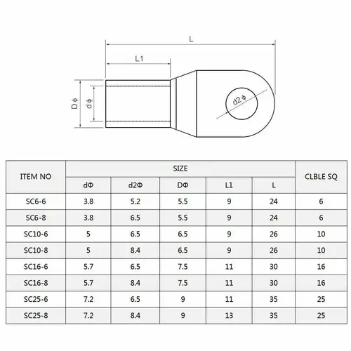 Imagen 2 del producto 100/50 Uds. Surtido de terminales de cobre estañado de 4-50mm terminales de engarzado de anillo Kit de conectores de Cable de soldadura de Cable de batería