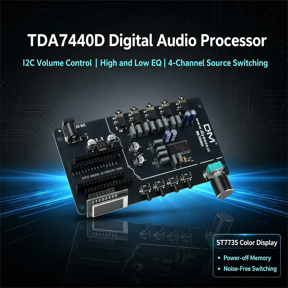TDA7440 Digital Audio Controller Audio Amplifier Board 1.8 Inch ST7735 LCD Display 4-Channel for DIY Amplifier