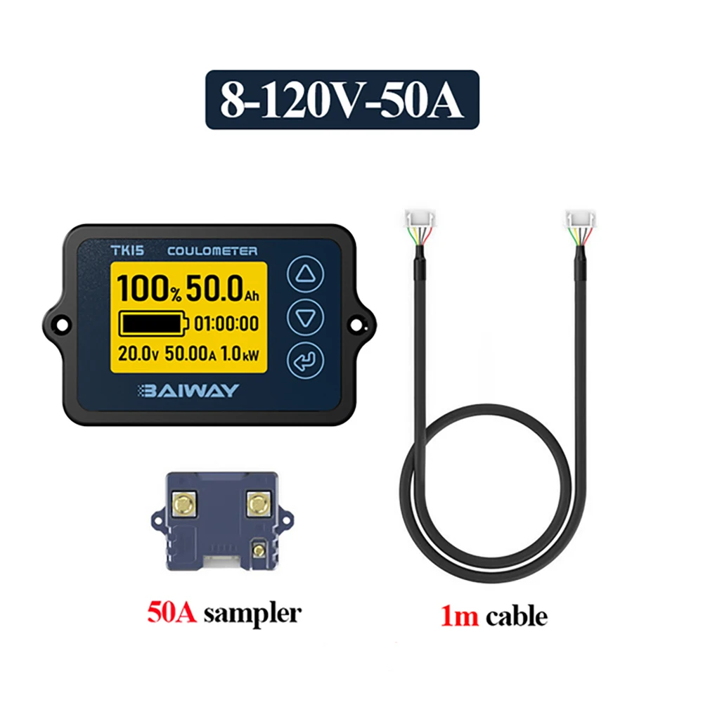 TK15H Battery Coulometer 8-120V 50A/100A/350A High Precision Battery Capacity Tester Voltage Current Power SOC Battery Monitor