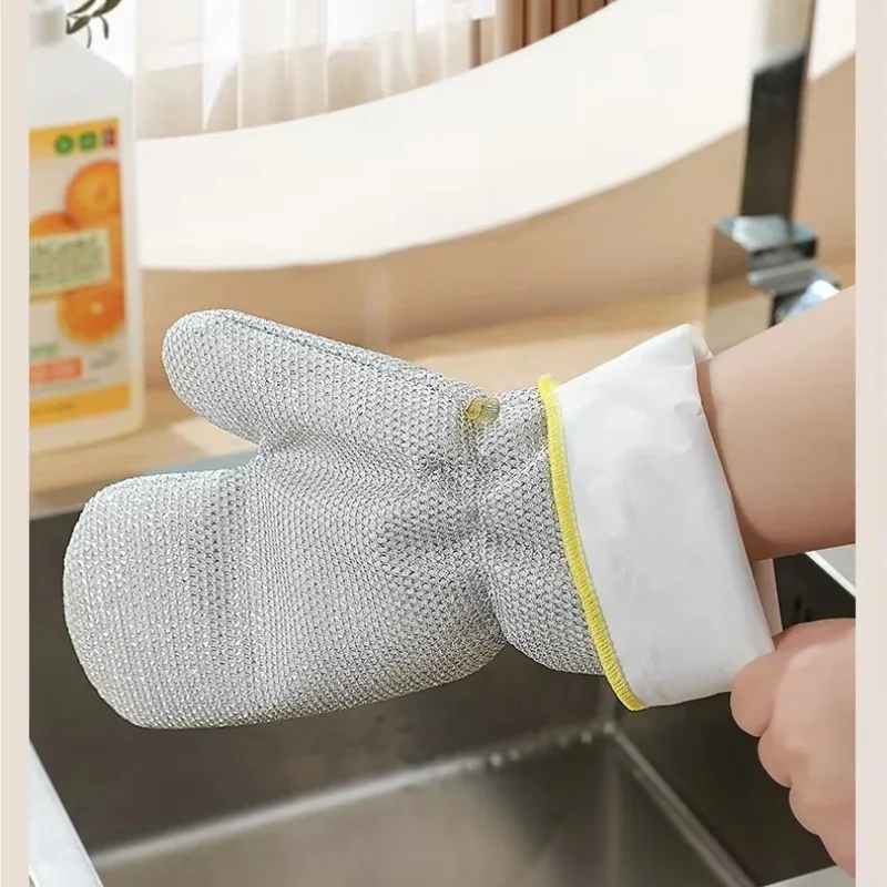 

Wire Dishwashing Gloves Kitchen Multifunctional Waterproof and Wear-resistant Cleaning Silver Wire Dishwashing Gloves Extra-long