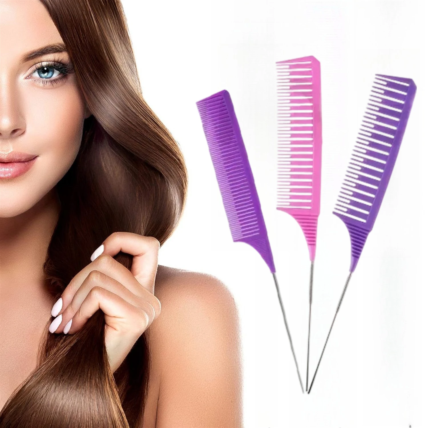 

3 шт., расческа для укладки волос, набор расчесок с хвостом, расческа для окрашивания, салонный инструмент, секционирование, мелирование, плетение, расческа для резки