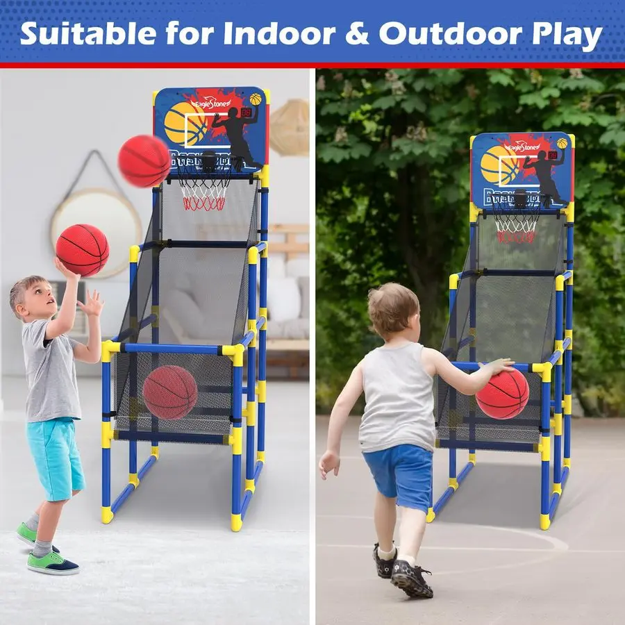 Basketball Hoop Arcade Game W Electronic Scoreboard Cheer Sound, Basketball Hoop Indoor Outdoor W 4 Balls, Basketball Game Toys