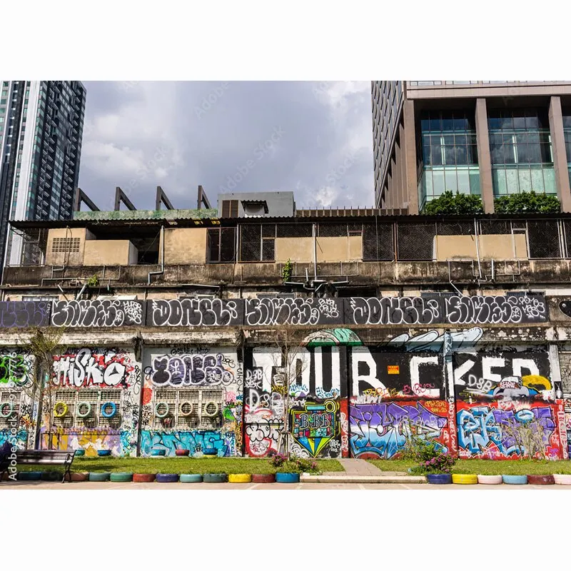Fondo de fotografía de vinilo personalizado con tema de grafiti, accesorios de estudio Vintage, pared de ladrillo, 211218OCK-03