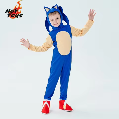 Hot Toys Anime Game Sonic Cosplay Costume Children's Hedgehog Zentai Halloween Party Performance Costume Bodysuit