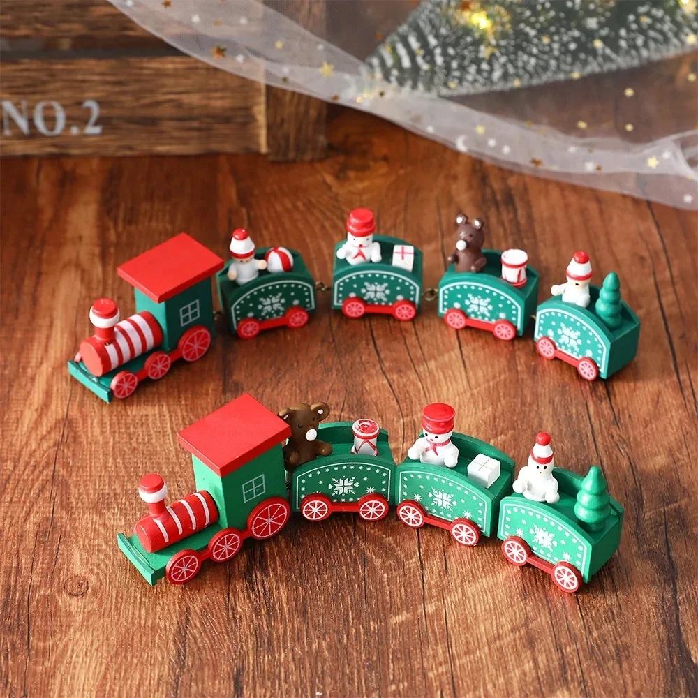 Kids Christmas Plastics Train Toy Mini Train Decor Set for Christmas Party Christmas Train Ornament Fun Gift Home Decoration