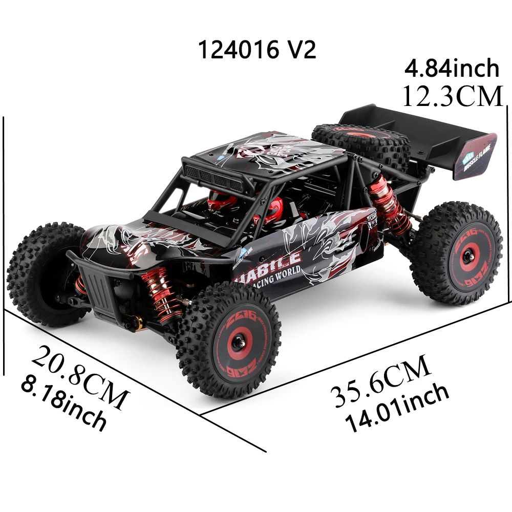 1:12 Wltoys 124016 V2 RC Car 75KM Brushless Motor 2200mAh Electric High Speed Off-Road Drift Remote Control Cars Gift For Adults