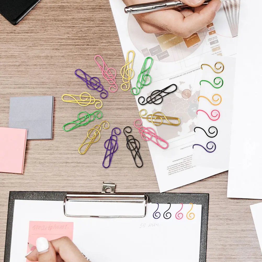 

100 шт. декоративных скрепок в виде музыкальных нот, маленькие металлические зажимы для бумаг для организации файлов, поделок, закладок, альбомов, офиса