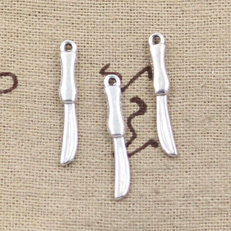 50 sztuk Charms narzędzia nóż 25x4mm antyczne antyczne srebro kolorowy platerowany wisiorki dokonywanie DIY Handmade tybetański srebrny kolor biżuteria