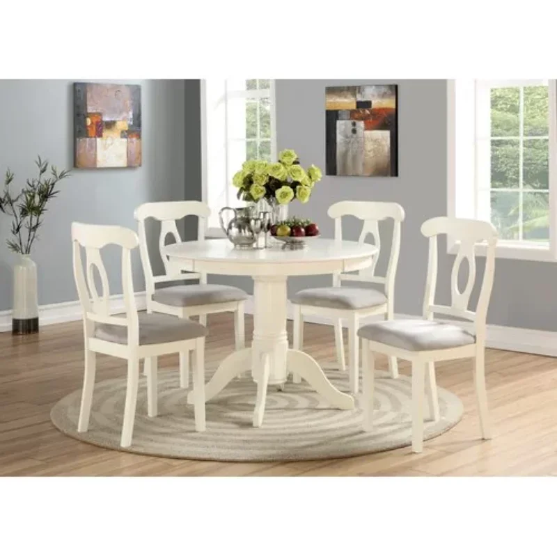 Angel Line 5 - Piece Lindsey Dining Set, White dining table set  luxury dining tables and chairs set