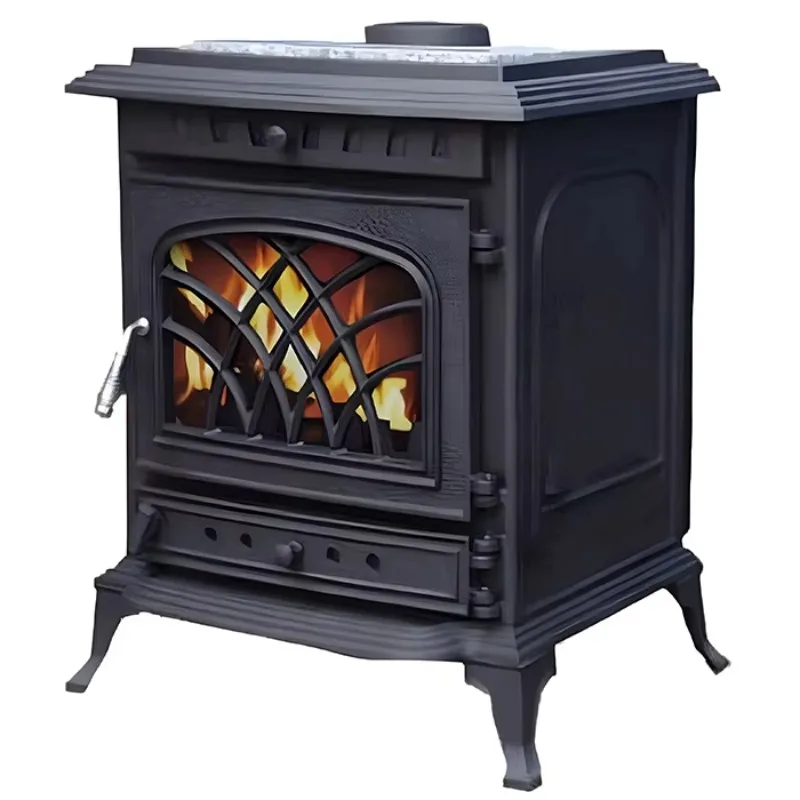 Modern Style Cast Iron High-end Real Fire Wood Burning Heating Stove Fireplace For Indoor