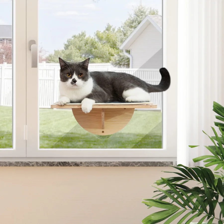 

Indoor Cat Window Perch; Cat Hammock; WindowMounted Cat Bed with Strong Suction Cups; Removable Felt; Two Installation Modes fo