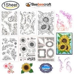 1Sheet Vintage Floral Corners Silicone Clear Stamps Transparent Stamps for Festival Birthday Valentine's Day Cards Making DIY