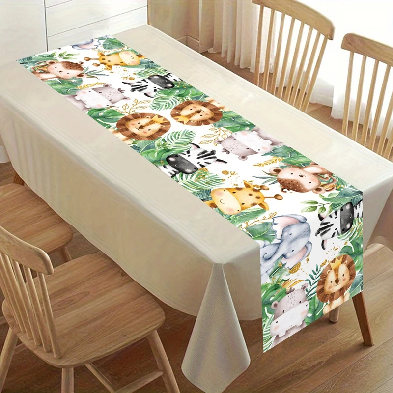 مفرش طاولة حيوانات الغابة وايلد وان فورست سفاري لتزيين حفلات أعياد الميلاد للأطفال، أغطية طاولات للأولاد، مستلزمات استحمام الطفل