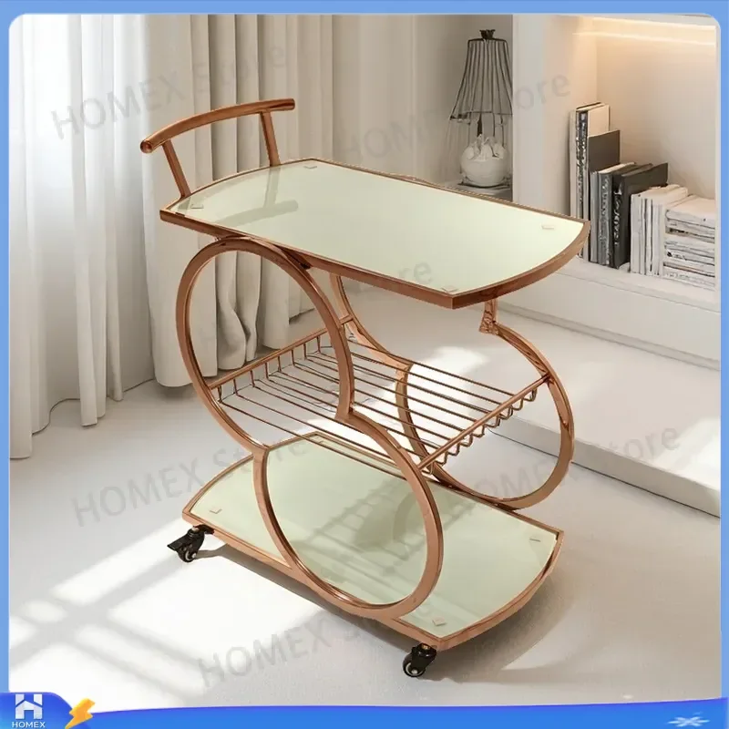 Luxury 3 Tier Stainless Steel Glass Serving Cart Customizable Food Delivery Trolley for Restaurant Hotel Living Room Wine Bar