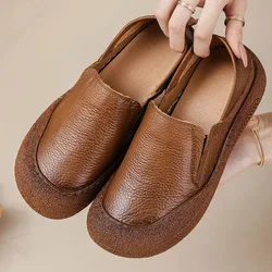 Women Loafers Genuine Leather Comfort Flat Casual Shoes Mother Soft Comfortable Shoes Women Slip-On Footwear Handmade Shoes
