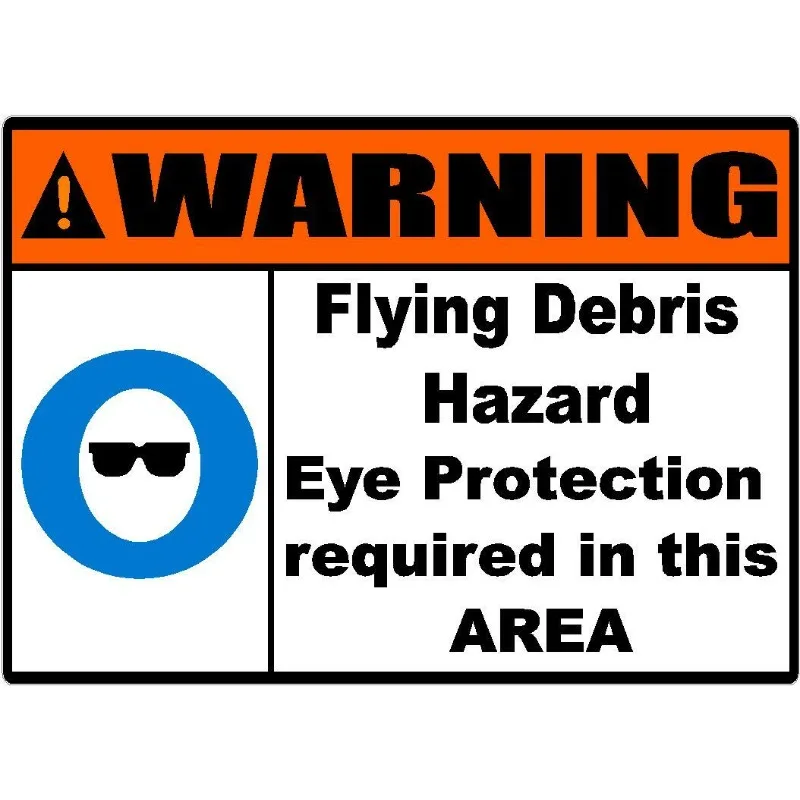 Warning Eye Protection Hazardous Safety Sign 15cm KK Waterproof Scratch Resistant OSHA Construction Car Sticker Tape
