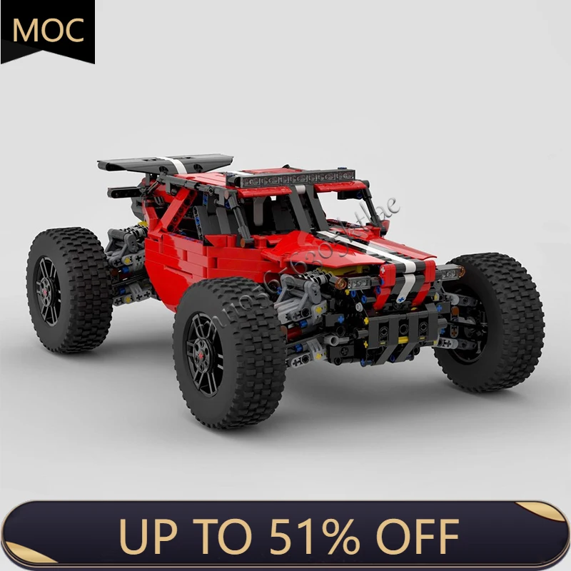 

1734 Parts MOC City Car Red Off Road Vehicle Model Technology Building Blocks Creative Children Toys Surprised Halloween Gifts