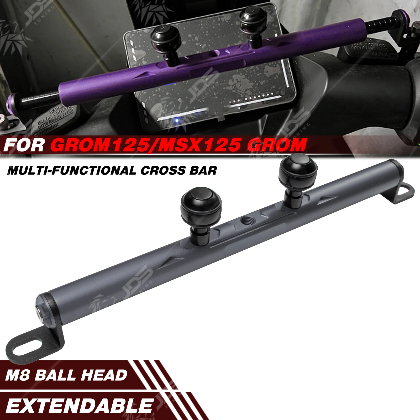 

JDSTUNING For HONDA GROM125/MSX125 GROM Crossbar Balance Beam Multifunction Bar Phone Holder Bracket Accessories Parts