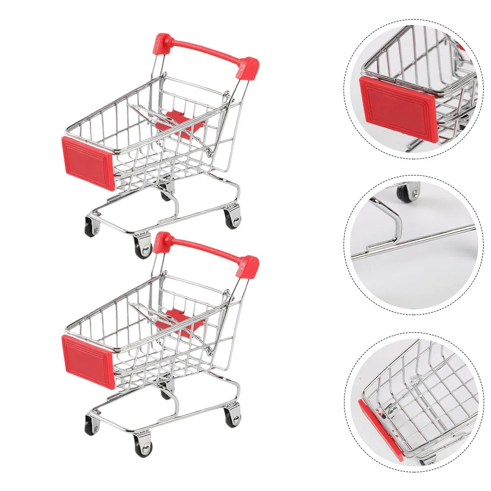 

Cube Mini Shopping Cart Toy Small Supermarket Trolley Miniature Excavator Toys for Boys Iron House Ornament Child
