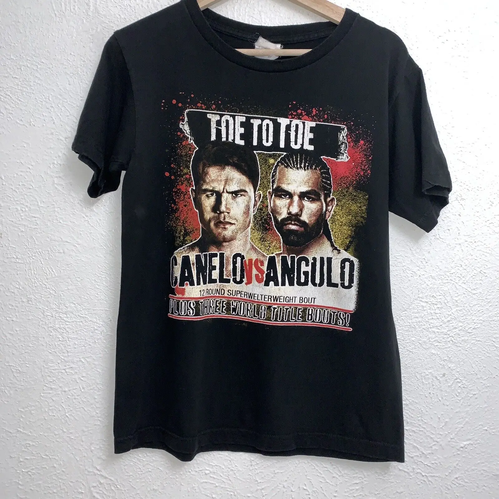 Saul Canelo Alvarez vs. Alfredo Angulo 2014 Tee Black T-Shirt Double Sided Small