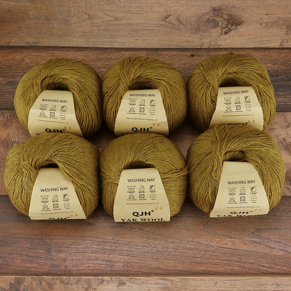 

6Pcs Medium Fine Premium Yak Wool Yarn [About 300G/6 Balls] for Handmade DIY Knitting, Scarves, Hats, Sweaters - Floral Yellow