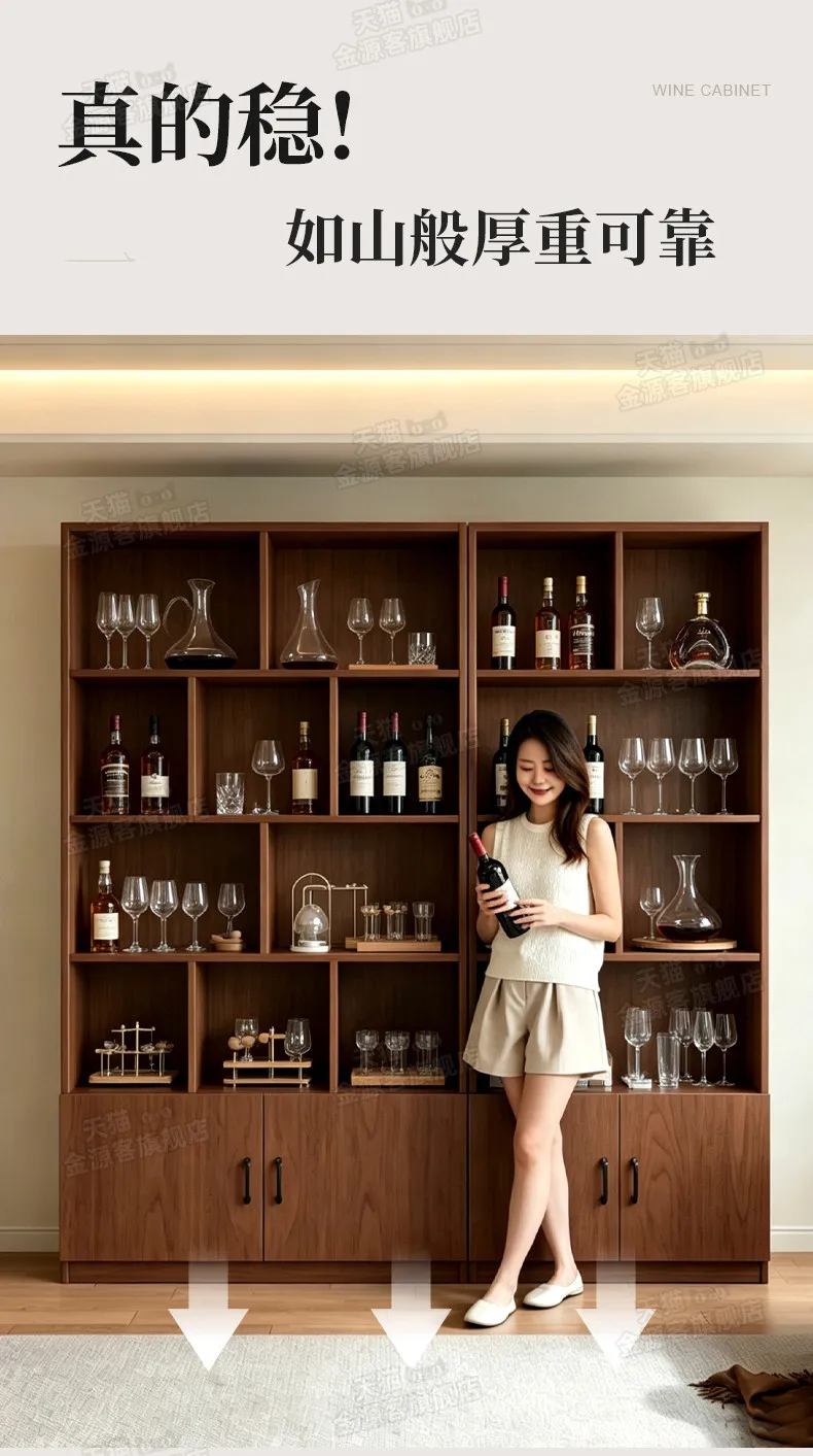 Wood Modern Bar Cabinet Wine Rack Shelf Coffee Storage Display Bar Cabinet Wine Rack Salon Nordic Gabinete Home Furniture