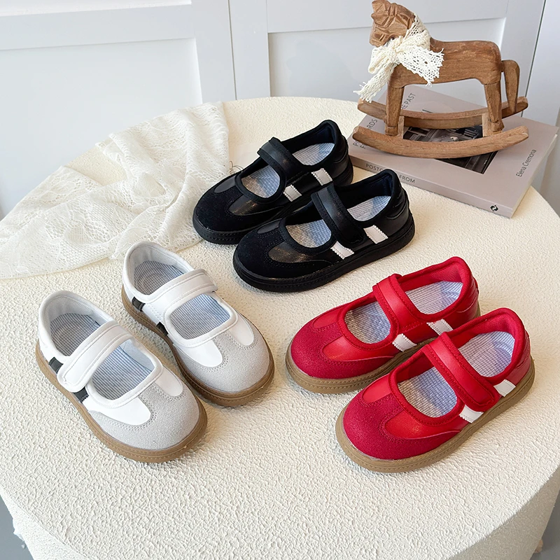 

Autumn Girl's Casual Shoes Round Toe Hook-loop Shallow Chic Kid's Flat Shoe Solid Colors Anti-slip Daily Comfy Children Shoe