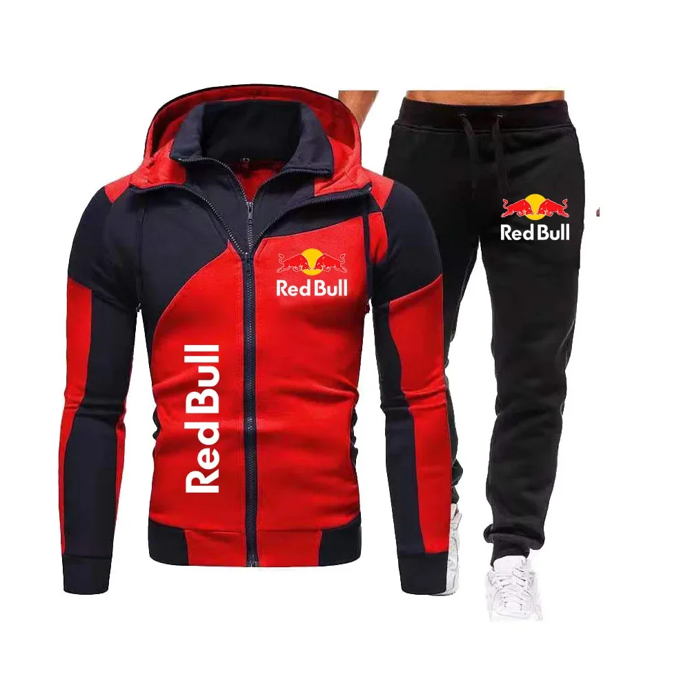 Men's Fashion Red Bull Hooded Sweater Men's Set For Autumn 2025 Men's Set Women's Hooded Sweater + sweat