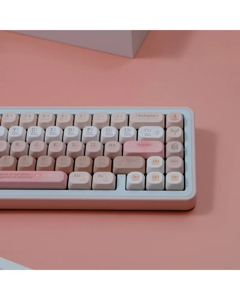 Soft pink and white two tone durable pbt keycaps set high quality for custom mechanical keyboards