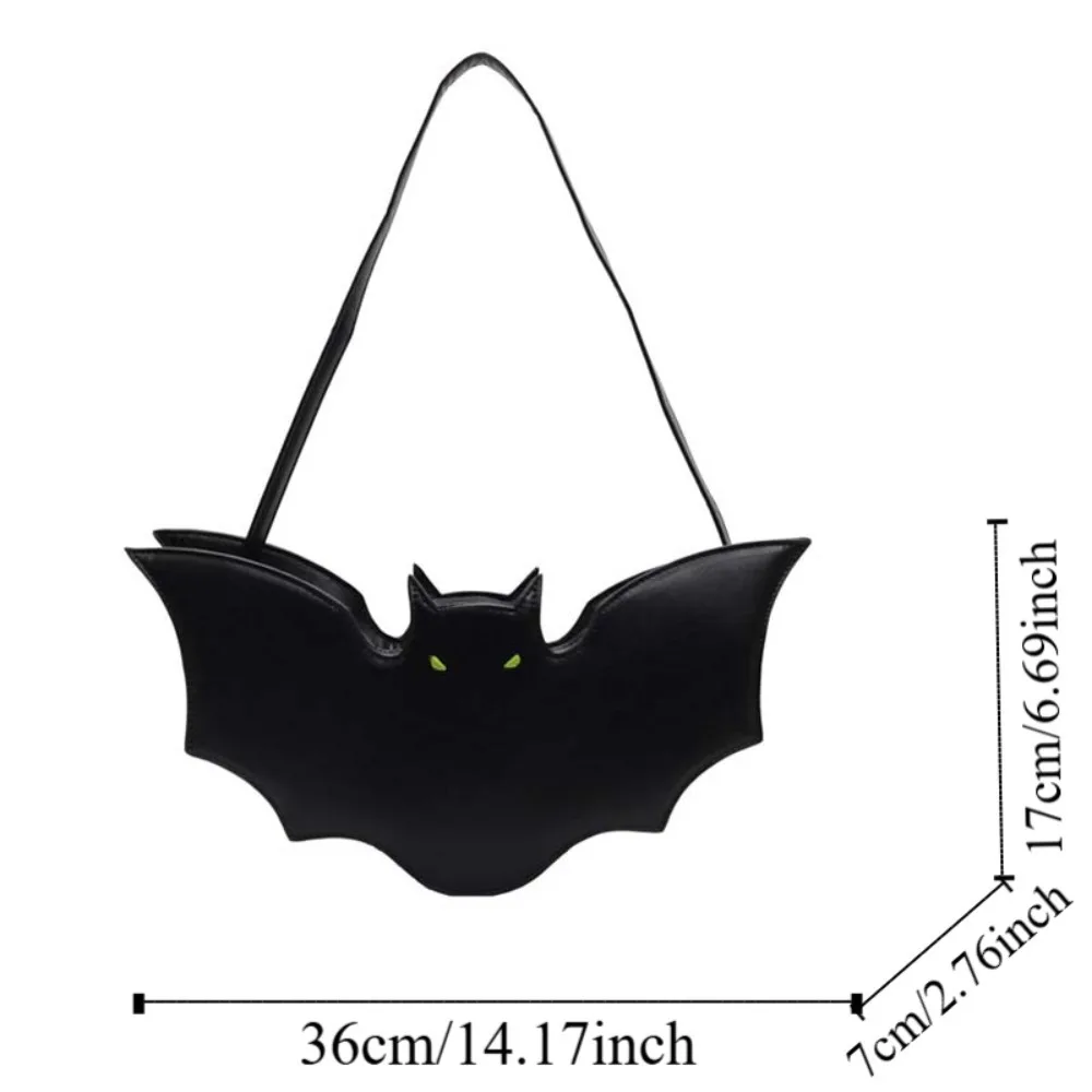 Casual Bag PU Leather Bat Shoulder Bag 3D Large Capacity Halloween Handbag Black Individual Creative Animal Purse Women