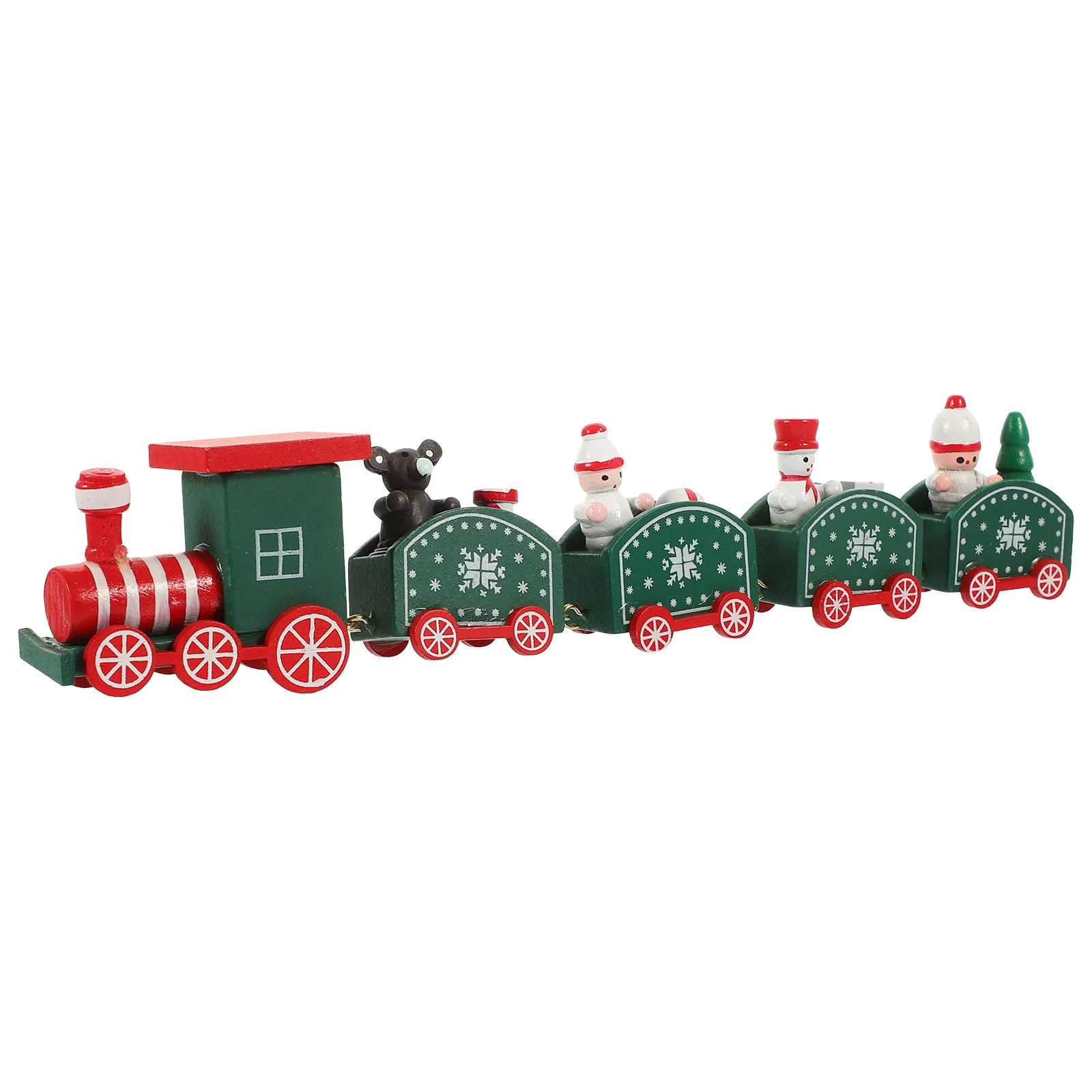 Wooden Christmas Train Adornment Multi-Section Desktop Decoration Festive Xmas Home Decor Craft for Bookshelf Tabletop Party