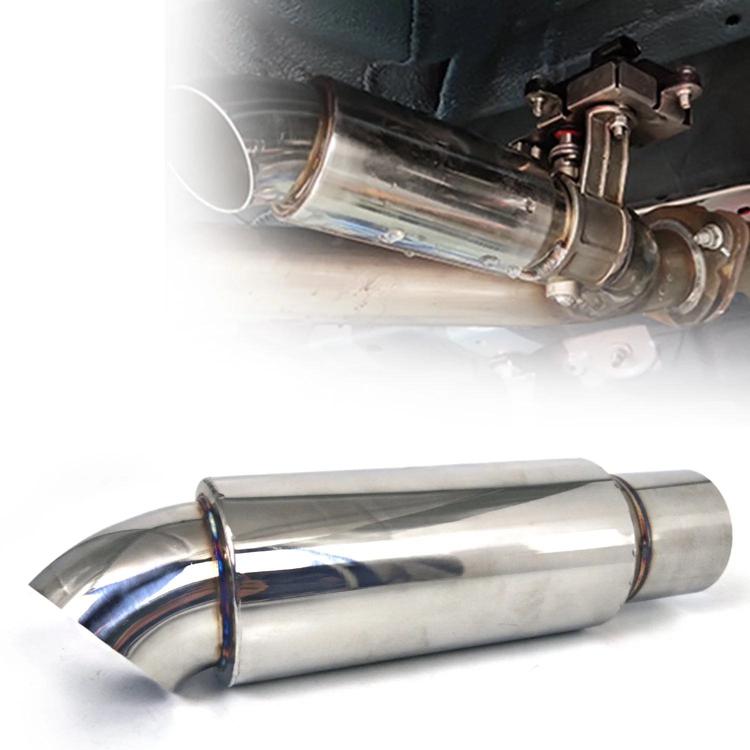 Exhaust Muffler Straight Through,51mm/63mm Universal Car Exhaust Noise reduction for Exhaust Cutout Valve Sound Tone Tuning