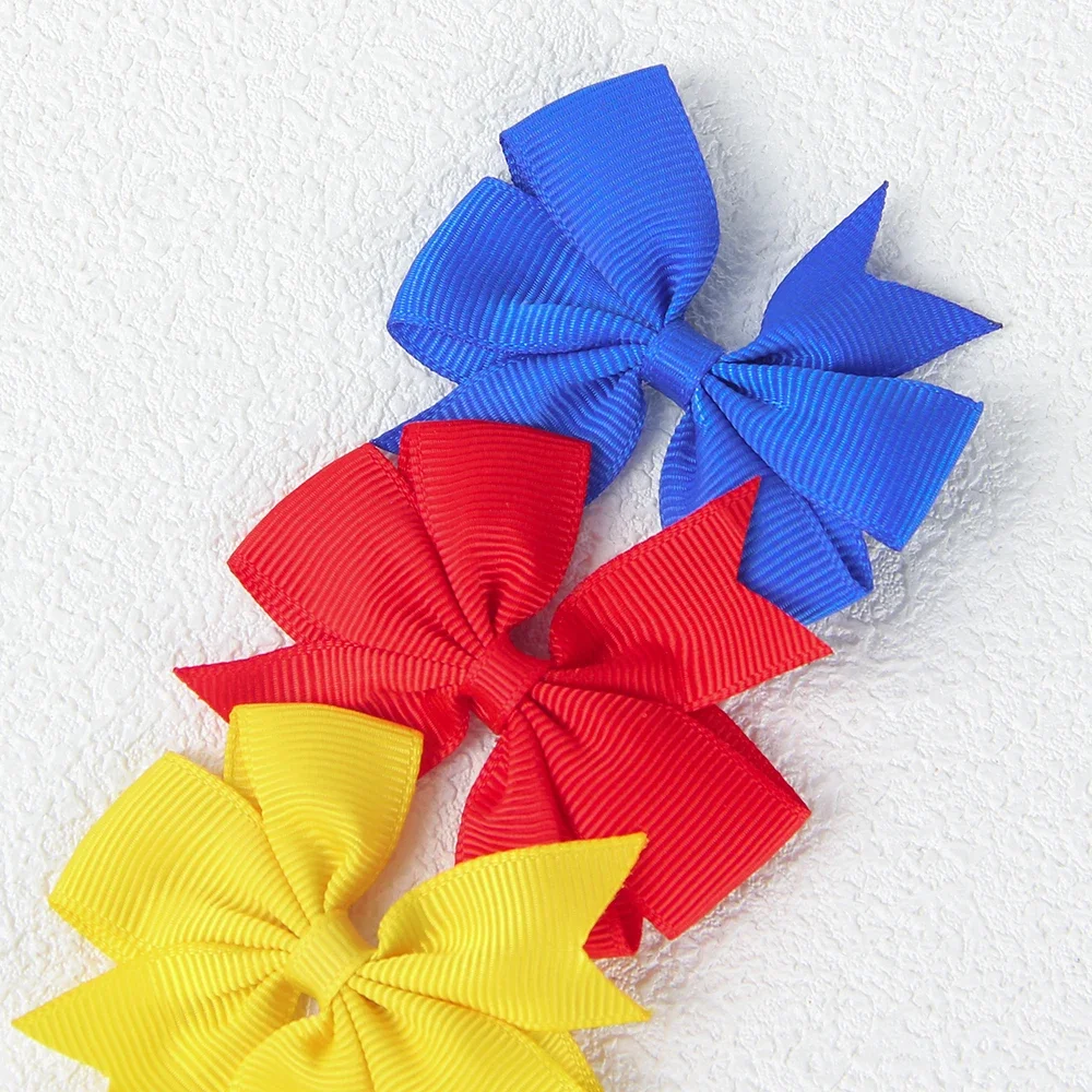 6 pçs/set meninas cor sólida arco grampos de cabelo fita colorida arco grampos de cabelo bonito franja clipes crianças acessórios para o cabelo