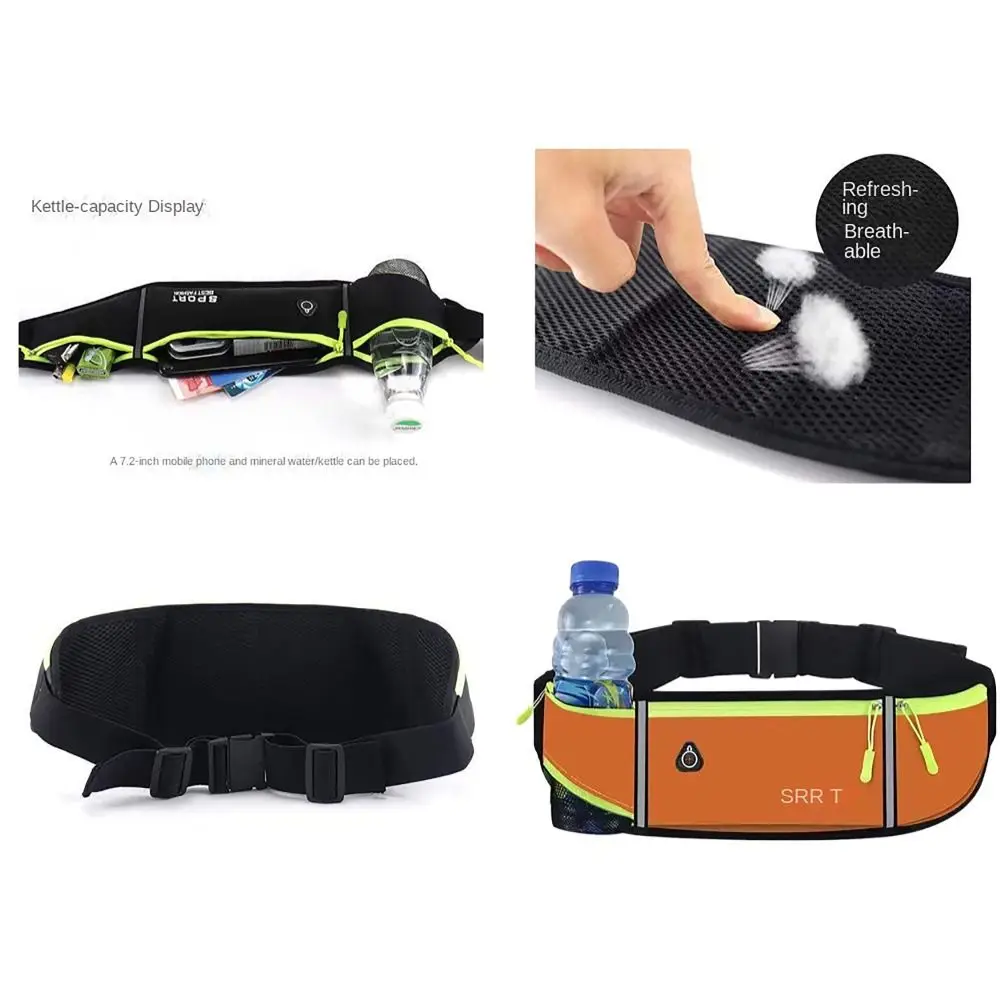 Nylon Running Waist Bag Running Belt Wear-resistant Fanny Pack with Reflective Tape Phone Sport Belt Outdoor Riding Fitness