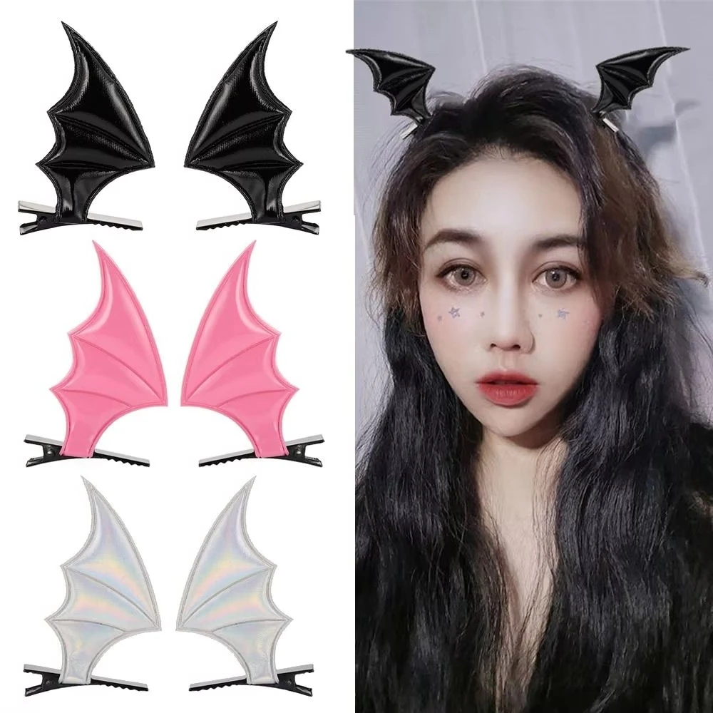 Halloween Bat Wings Shape Hairpins Devil Ears Headband Punk Hair Clips Gothic Costume Haunted Houses Party Adults Kid Head Decor