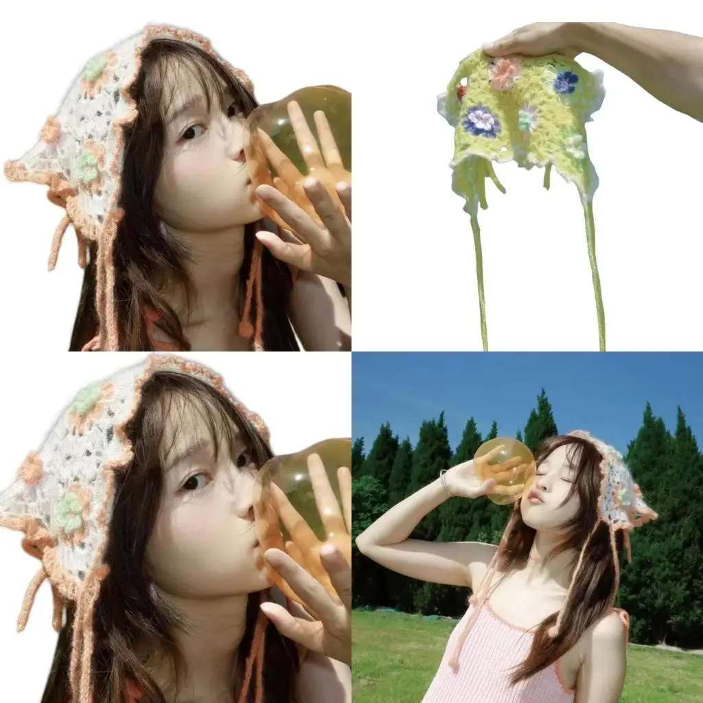 

652f Элегантная голова цветочной головки для головного шарфа красочная крючко